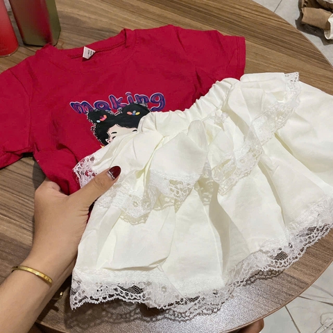 G786-Set bé đỏ cv ren trắng (08.15kg)