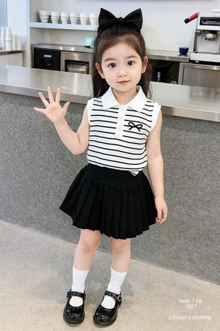 G792-Set áo kẻ SN nơ cv xếp ly (06.18kg)