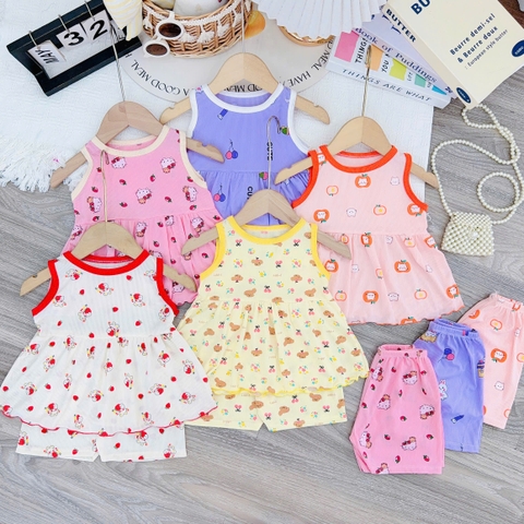 B489-Bộ balo tăm babydoll hoa nhí (05.15kg)