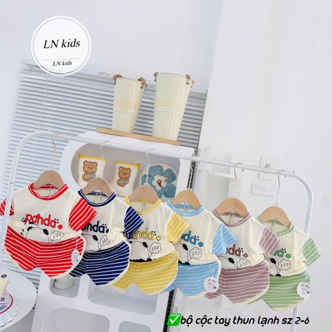 B490-Bộ cộc thun lạnh Panda kẻ (05.15kg)