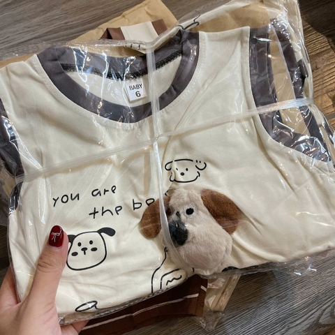 T651-Bộ cotton SN cún q kẻ (08.17kg)