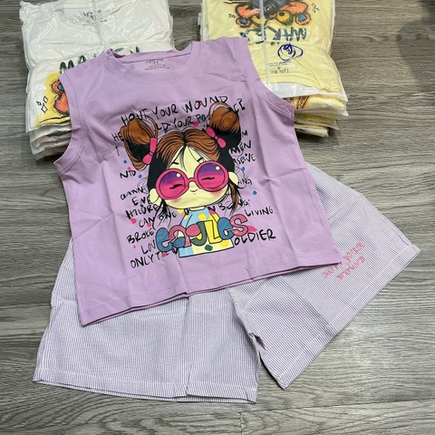 G835-Bộ cotton SN bé tím q kẻ (26.42kg)