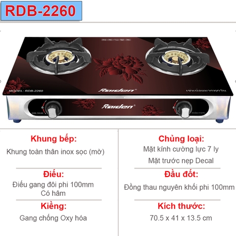 Bếp gas kính đôi Raiden RDB-2260