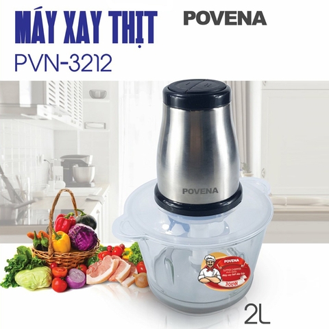 Máy xay thịt cối thủy tinh 2L Povena PVN-3212