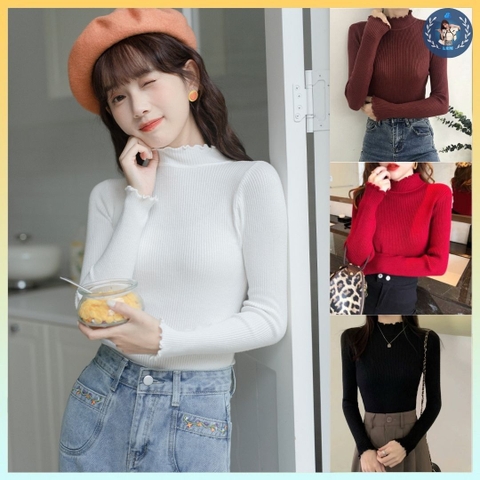 [A478] Áo len nữ Montoghi dệt kim Quảng Châu CỔ BÈO CAO TAY DÀI BÈO xinh xắn cá tính - L2M (New)