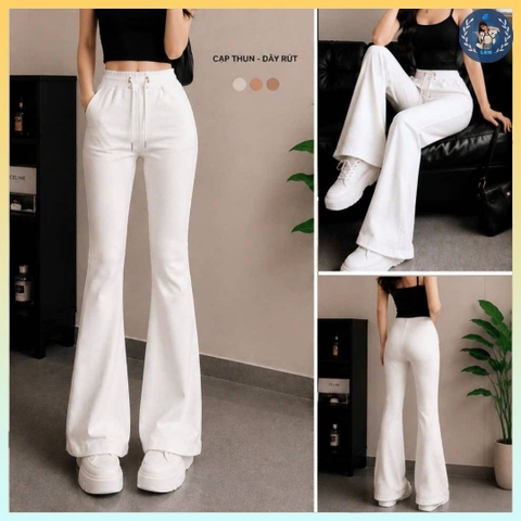 [Q110] Quần nữ ỐNG BASS/ỐNG LOE THUN 2 DA phối DÂY RÚT LƯNG THUN mềm mịn co giãn dễ phối đồ - L2M (New)