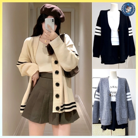 [A208] Áo khoác len nữ Cardigan THU ĐÔNG SỌC TAY phom rộng dày đi Đà Lạt Quảng Châu xịn xò - L2M  (Hot)