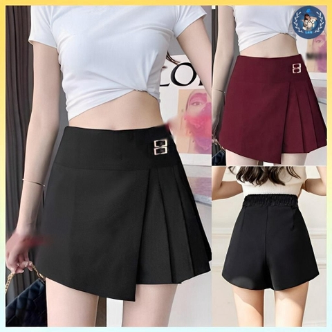 [Q003-7] Quần váy giả nữ XẾP LY 2 KHOEN phối lưng thun co giãn chất tuyết mưa siêu xinh xắn - L2M
