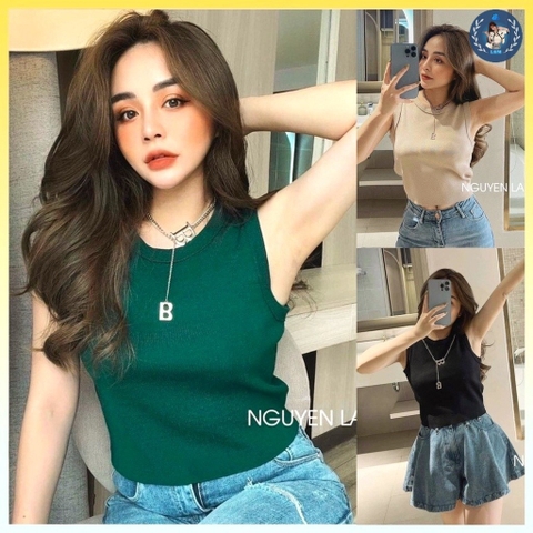 [A007] Áo len thun dệt kim Montoghi Quảng Châu ba lỗ MÀU TRƠN dáng vừa TẶNG KÈM VÒNG CỔ CHỮ B - L2M (Sale)