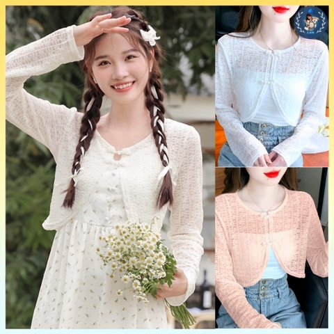 [A197] Áo KHOÁC len nữ Cardigan hàng dệt kim CÀI NÚT TRUNG HOA tay dài tiểu thư dễ phối đồ - L2M (Sale)