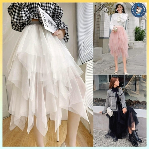 [Q012] Chân váy xếp nhiều tầng VẠT NHỌN dáng ngắn xòe lưng chun có lớp lót chất voan mỏng nhẹ - L2M