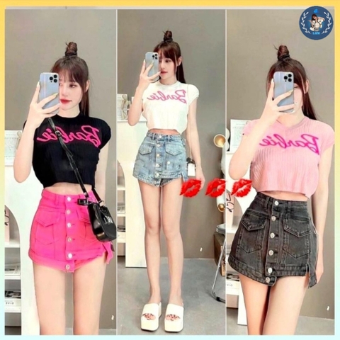 [A010] Áo len thun Montoghi dệt kim Barbie TAY HẾN Quảng Châu dáng ngắn mùa hè siêu dễ thương - L2M (Sale)