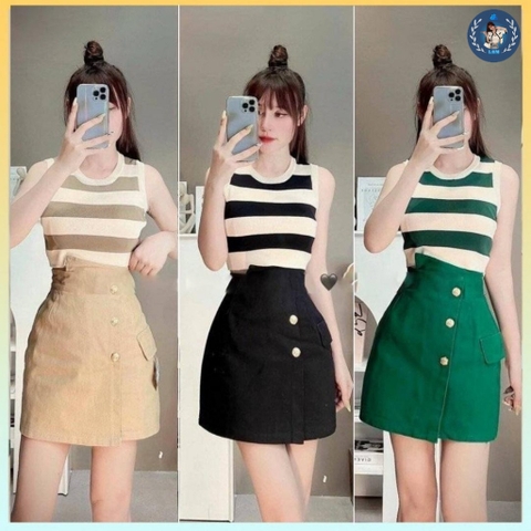 [A047] Áo len thun nữ Montoghi dệt kim Quảng Châu 3 LỖ kẻ sọc BẢN TO dáng lửng loại 1 mùa hè - L2M (Sale)