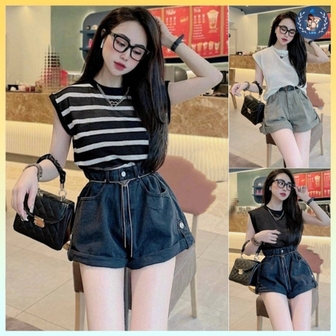 [A133] (2 MÓN) Áo LƯỚI len Montoghi TẶNG KÈM VÒNG CỔ TRÁI TIM tay hến mùa hè LOẠI 1 - L2M