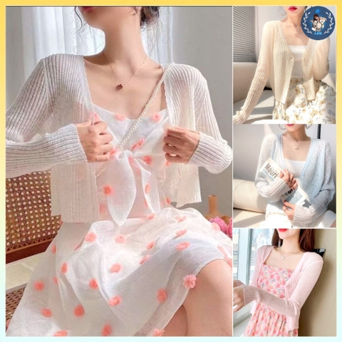 [A004] Áo khoác len mỏng Cardigan Quảng Châu 1 KHUY tay dài dáng ngắn đáng yêu và dễ phối đồ - L2M (Sale)