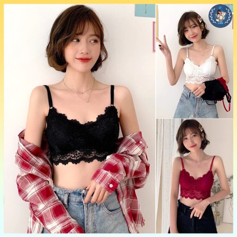 [B001] Áo mặc trong REN HOA HAI DÂY có mút đệm vải mềm mịn quyến rũ - L2M