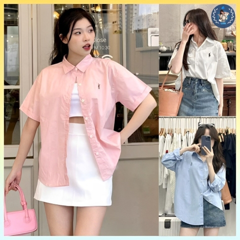 [A292] Áo SƠ MI trơn thêu LOGO ĐƠN GIẢN hàng Quảng Châu ÍT NHĂN cổ polo xinh xắn dễ phối đồ - L2M