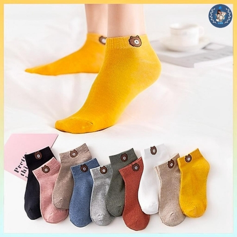 [B007] VỚ NỮ cổ ngắn hình GẤU siêu dễ thương nhiều màu sắc - L2M