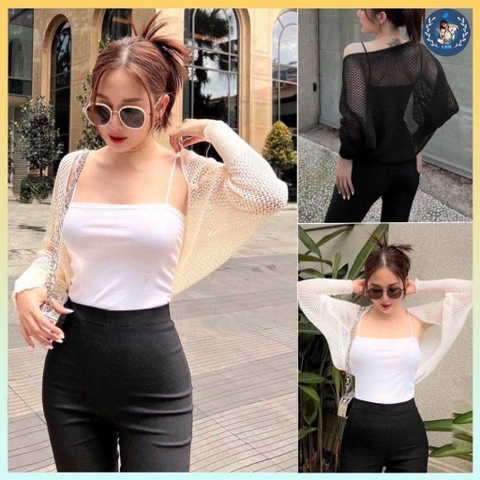[A023] Áo KHOÁC LEN LƯỚI Cardigan Quảng Châu tay dài mỏng dáng lửng màu sắc xinh xắn dễ phối - L2M (Hot)