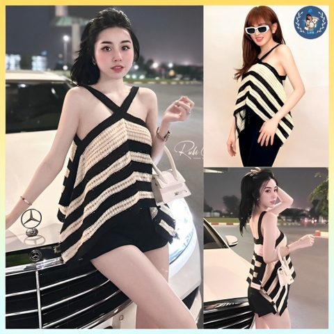 [A173] Áo LƯỚI len dệt kim KIỂU YẾM dáng CROPTOP họa tiết ren lưới hàng Quảng Châu mùa hè - L2M  (Hot)