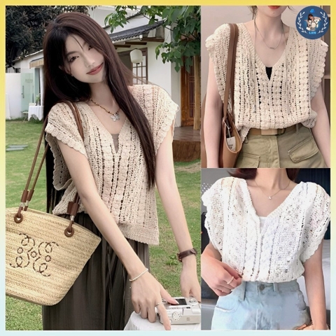 [A298] Áo LƯỚI len nữ dệt kim CỔ V THUYỀN tay cánh dơi thời trang Quảng Châu mùa hè xinh xắn - L2M
