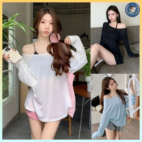 [A344] Set (2 món) áo len nữ THUN GIẤY TRƠN cổ tròn tay dài kèm áo yếm xinh xắn năng động - L2M