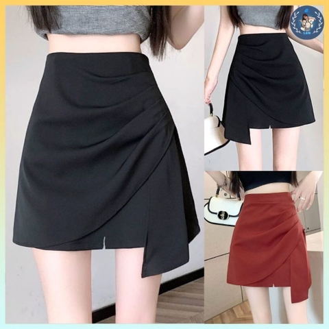 [Q003-10] Quần giả váy nữ VẠT XÉO PHỐI DÂY phối lưng thun co giãn chất tuyết mưa xinh xắn - L2M  (Hot)