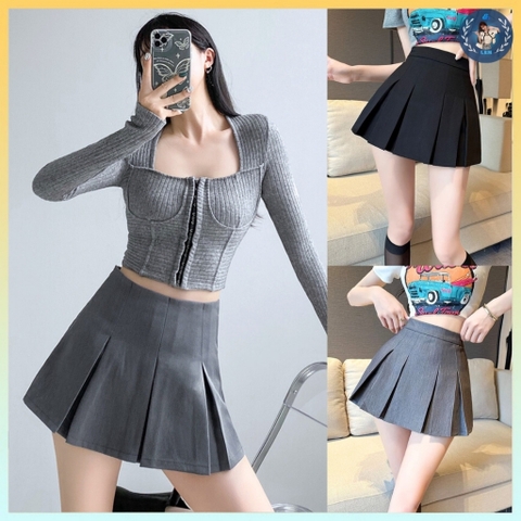 [Q079] Chân váy xếp ly TENNIS BẢN TO dáng ngắn xòe dây kéo có lớp lót trong siêu xinh - L2M (New)