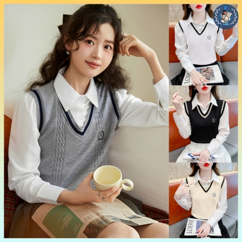 [A404] Áo len Montoghi GILE lẻ họa tiết SỢI THỪNG 2 BÊN kiểu dáng xinh xắn trẻ trung Hàn Quốc - L2M