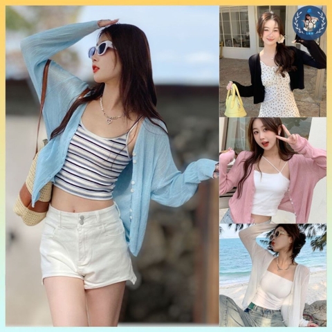 [A421] Áo khoác len nữ Cardigan PHỐI NÚT ĐÔI tay dài mỏng nhẹ mặc 2 kiểu dễ phối đồ - L2M (New)