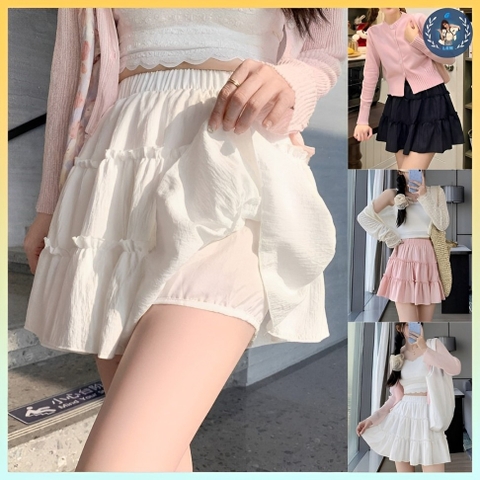 [Q077] Chân váy nữ dáng xòe 3 TẦNG PHỐI BÈO có lót trong VẢI GÂN XỊN MỊN dáng ngắn xinh xắn - L2M  (Hot)