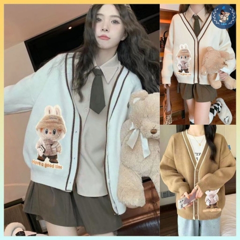 [A377] Áo khoác len nữ Cardigan HÌNH LABULU siêu dễ thương vải dày thu đông dặn cực xịn xò - L2M