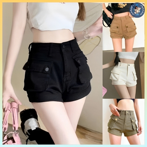 [Q017] Quần SHORT kaki nữ TÚI HỘP 2 bên co giãn tôn dáng năng động và cá tính - L2M  (Hot)