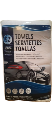 Unitex 100% Cotton Towel, White, 14 in x 17 in, 52-count