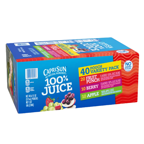 Capri Sun 100% Juice Blend, Variety Pack, 6 oz, 40 ct