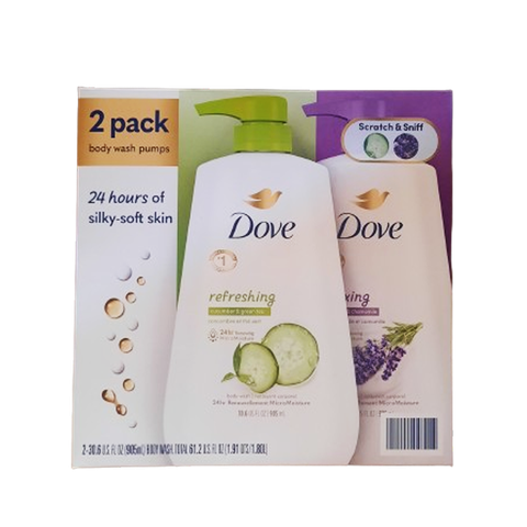 Dove Body Wash Relax - Cucumber and lavender 2pk/30.06oz ( Lốc 2 Chai)