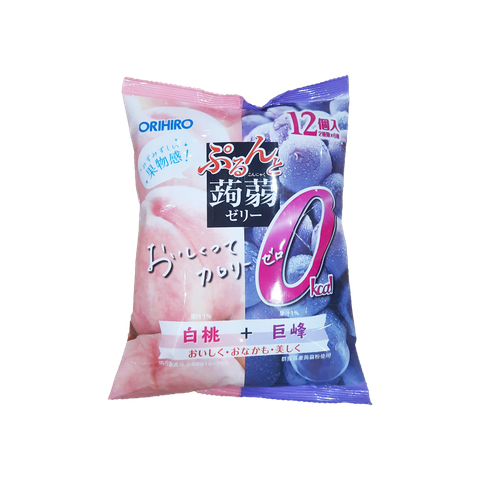 Orihiro Purunto Konjac Jelly Pouch Zero Calorie White Peach + Kyoho Grape 216g