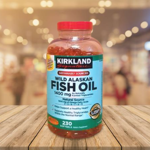 Viên dầu cá  Kirkland Signature Wild Alaskan Fish Oil 1400 mg ( 230 VIÊN)