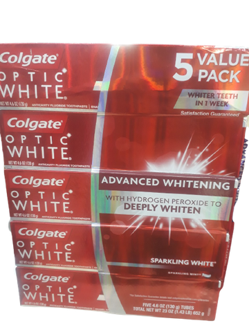 Kem Đánh Trắng Răng Colgate Optic White ĐỎ 130g ( lốc 5 tuýp)