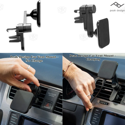 Ngàm Peak Design Vent Mount Charging - Gắn máy lạnh xe hơi có sạc