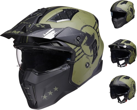 NÓN BẢO HIỂM THÁO LẮP HÀM ILM Z302 ARMY GREEN