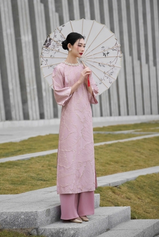 Áo Dài Kim Ngọc - hồng ( Full set )