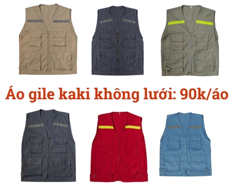 Áo ghi lê bảo hộ lao động - Áo gile vải kaki, không lưới