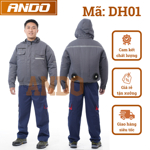 Áo quạt, áo điều hòa DH01, có mũ trùm, màu xám chì