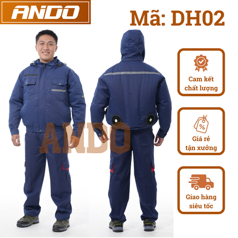 Áo quạt, áo điều hòa DH02, có mũ trùm, màu xanh than