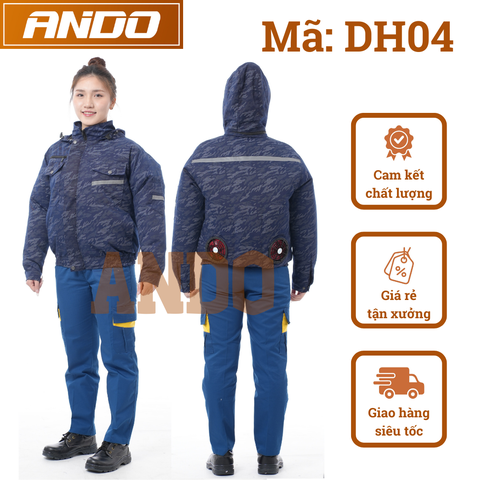 Áo quạt, áo điều hòa DH04, có mũ trùm, màu rằn ri than