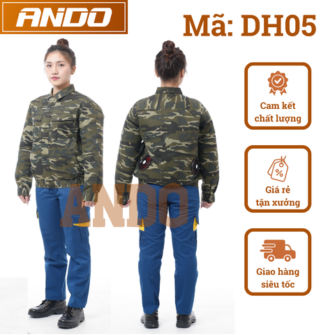 Áo quạt, áo điều hòa DH05, có mũ trùm, màu rằn ri quân đội