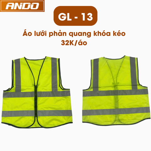 [GL-13] Áo ghi lê bảo hộ lao động - Áo lưới phản quang khóa kéo màu xanh nõn chuối