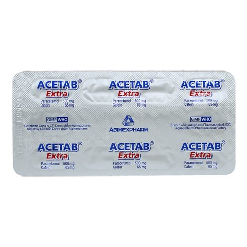 Acetab Extra - Hộp 10 vỉ x 10 viên  - Agimexpharm (Paracetamol 500mg; Cafein: 65 mg)