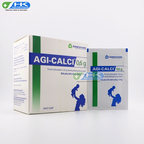 Agi-Calci - Hộp 30 gói x 1,75g - Agimexpharm (Tricalci phosphat: 1.65g (tương đương calci: 0.6g)